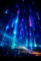une Stupéfiant afficher de coloré lumière piliers dansant contre le nuit ciel - Contexte avec vide espace pour texte photo