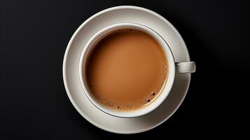 photo de une tasse de café isolé sur noir Contexte