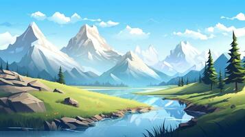 lowpoly de une Montagne paysage photo