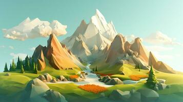 lowpoly de une Montagne paysage photo