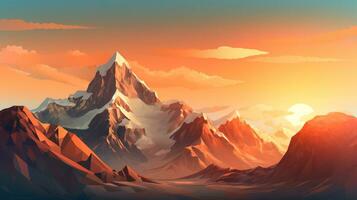 lowpoly de une Montagne paysage photo