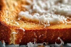 noix de coco griller, macro coup de une Frais petit déjeuner avec égouttage Miel, ai généré photo