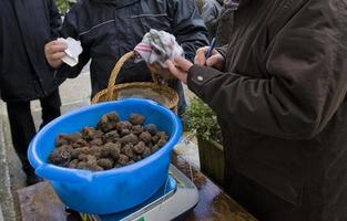 Marché traditionnel aux truffes noires à Lalbenque, France photo