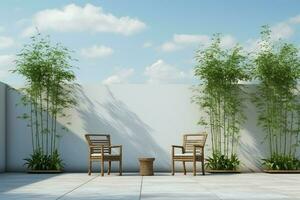 bambou chaises table cour. produire ai photo