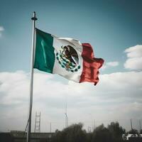 drapeau de Mexique agitant dans le vent photo