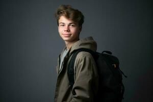 étudiant sac à dos collège. produire ai photo