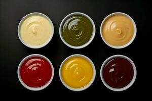 différent sauces. produire ai photo