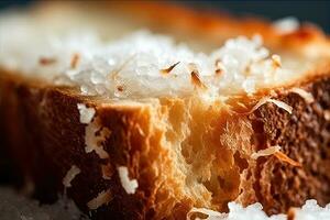 noix de coco griller, macro coup de une Frais petit déjeuner avec égouttage Miel, ai généré photo