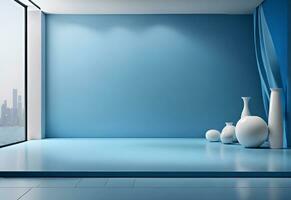 magnifique abstrait moderne bleu toile de fond et blanc éclairage pour une produit présentation. photo