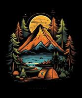 Montagne été camping T-shirt conception Contexte photo