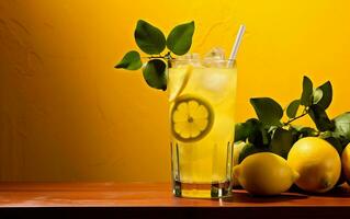 une professionnel photo de une verre de limonade, génératif ai