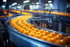 convoyeur dans sucré l'eau Orange traitement. génératif par ai photo