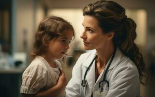 magnifique femelle médecin dans blanc manteau. génératif par ai. photo