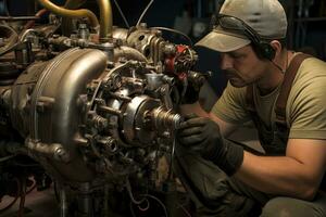 qualifié un service technicien sur le emploi. photo