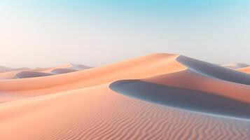 tranquille le sable dunes en dessous de une pastel ciel, exsudant sérénité et idéal pour Voyage et bien-être annonces ai génératif photo