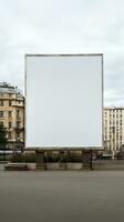 historique paysage urbain couronné par une Vide panneau d'affichage cadre, mélange le vieux et le Nouveau ai génératif photo