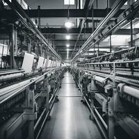 moderne textile usine avec automatique se profile tissage motifs ai génératif photo