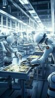 aperçu de le futur fabrication avec humanoïde des robots ai génératif photo