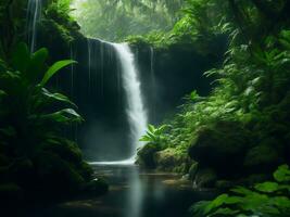 une magnifique cascade dans forêt, génératif ai illustration. photo