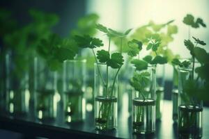 vert laboratoire les plantes science. produire ai photo