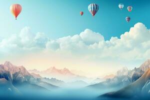 ciel montagnes des ballons. produire ai photo