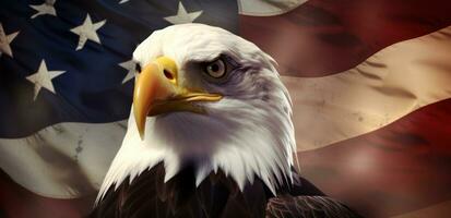 américain chauve Aigle avec drapeau patriotique vacances sentimental Contexte Aigle photo