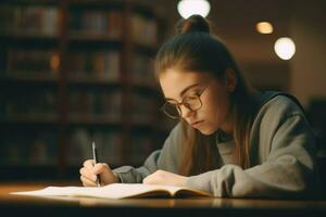 haute école étudiant en écrivant. produire ai photo