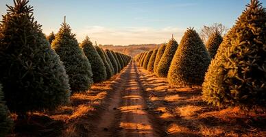 Noël arbre croissance dans une garderie près le forêt. des arbres pour le vacances. fermer coup - ai généré image photo