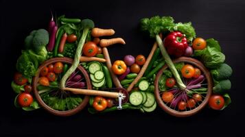 des légumes dans cycle forme, manger en bonne santé ai généré photo