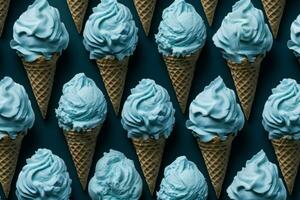 modèle bleu la glace crème collation. produire ai photo