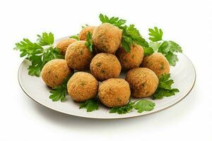 frit falafel des balles plaque. produire ai photo