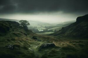 sombre Angleterre l'automne cultiver. produire ai photo