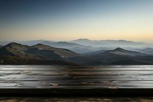 déserté ébène dessus de la table, des stands dans solitude contre pur blanc toile de fond ai généré photo