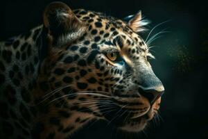 léopard tête sauvage. produire ai photo