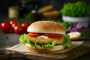 Burger Frais vite aliments. produire ai photo