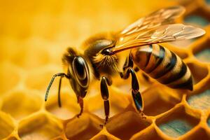 abeille fleur. produire ai photo