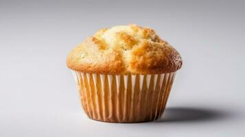 vanille muffin petit gâteau sur blanc Contexte isolé image nourriture ai généré photo
