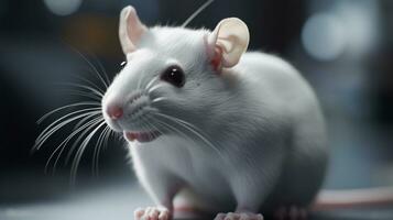 blanc rat dans laboratoire ai généré photo