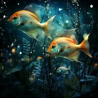 sous-marin coloré poisson avec différent conception des illustrations et une Naturel magnifique Contexte photo