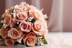 fermer de mariage bouquet détails isolé sur une doux pastel pente Contexte photo