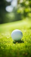 essence de jouer au golf sur une rêveur journée avec une Balle dans le premier plan contre une ensoleillé horizon ai génératif photo