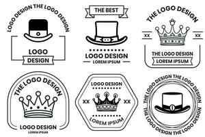 chapeau et couronne logo dans plat ligne art style photo