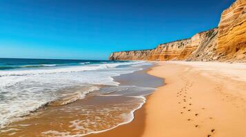 une plage avec falaise ai génératif photo