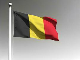 Belgique nationale drapeau agitant sur gris Contexte photo