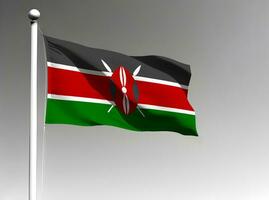 Kenya nationale drapeau agitant sur gris Contexte photo