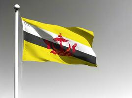 brunei nationale drapeau agitant sur gris Contexte photo