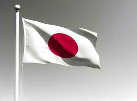 Japon nationale drapeau agitant sur gris Contexte photo