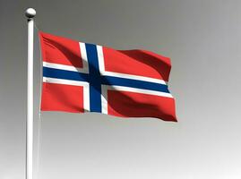 Norvège nationale drapeau agitant sur gris Contexte photo