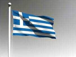 Grèce nationale drapeau agitant sur gris Contexte photo