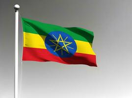 Ethiopie nationale drapeau agitant sur gris Contexte photo
